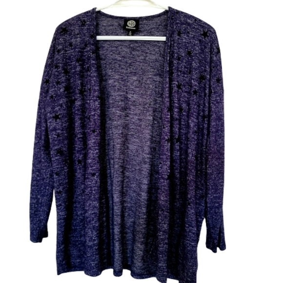NWOT Bobeau Light cardigan star print, specked blue - Picture 2 of 6